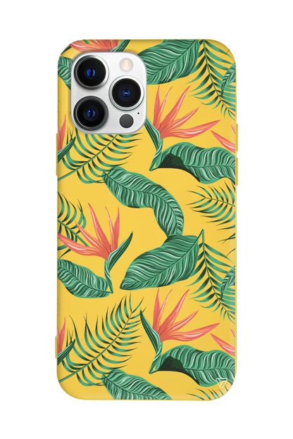 Palmiye Yapraklari 4 Lansman Model İçi Kadife Silikon Telefon Kılıfı