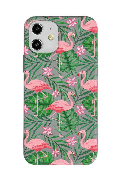 Flamingo Yard Lansman Model İçi Kadife Silikon Telefon Kılıfı