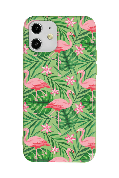 Flamingo Yard Lansman Model İçi Kadife Silikon Telefon Kılıfı