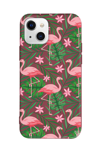 Flamingo Yard Lansman Model İçi Kadife Silikon Telefon Kılıfı