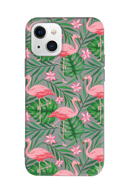 Flamingo Yard Lansman Model İçi Kadife Silikon Telefon Kılıfı