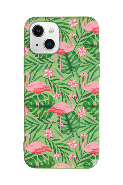 Flamingo Yard Lansman Model İçi Kadife Silikon Telefon Kılıfı