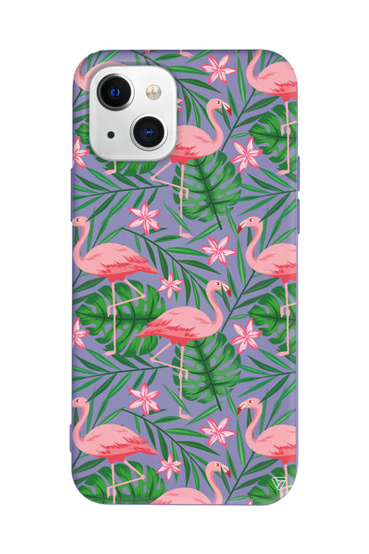 Flamingo Yard Lansman Model İçi Kadife Silikon Telefon Kılıfı