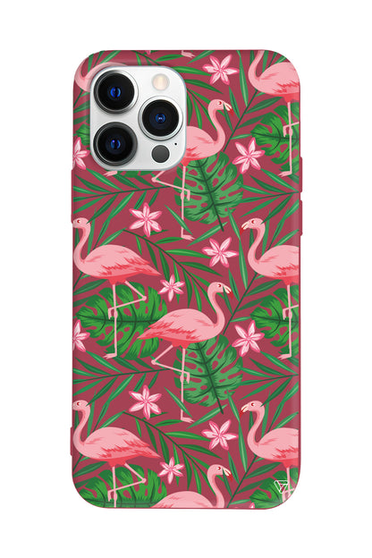 Flamingo Yard Lansman Model İçi Kadife Silikon Telefon Kılıfı