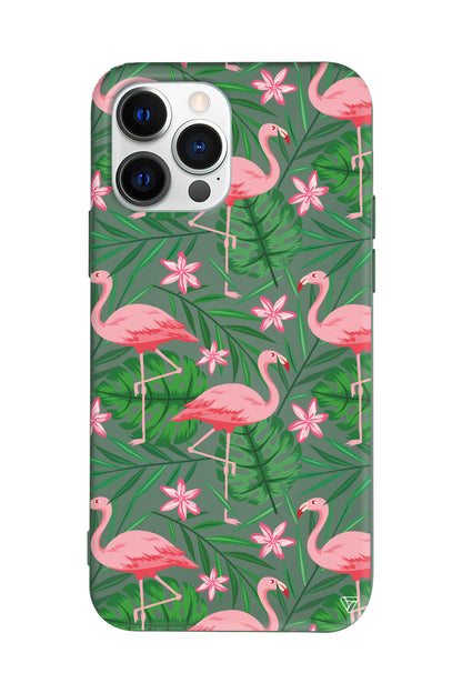 Flamingo Yard Lansman Model İçi Kadife Silikon Telefon Kılıfı