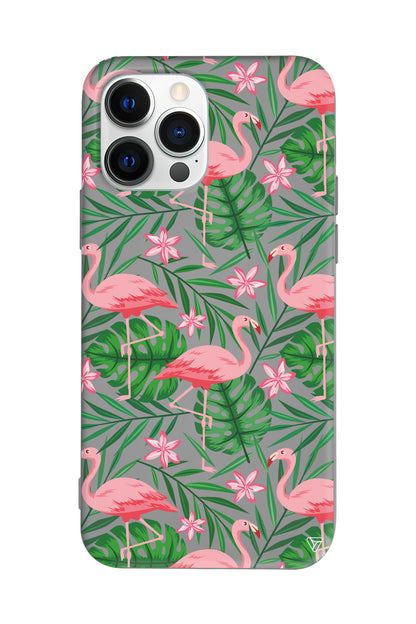 Flamingo Yard Lansman Model İçi Kadife Silikon Telefon Kılıfı