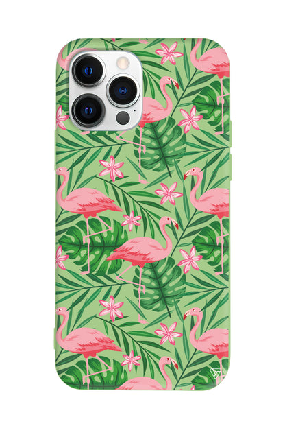 Flamingo Yard Lansman Model İçi Kadife Silikon Telefon Kılıfı