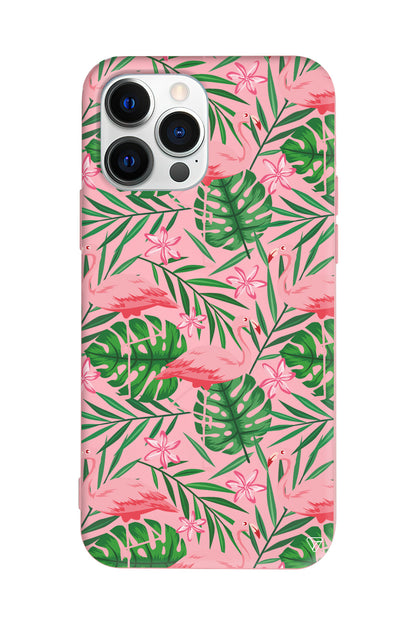 Flamingo Yard Lansman Model İçi Kadife Silikon Telefon Kılıfı