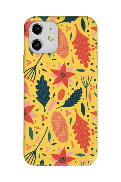 Autumn Floral Lansman Model İçi Kadife Silikon Telefon Kılıfı