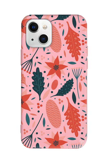 Autumn Floral Lansman Model İçi Kadife Silikon Telefon Kılıfı – Plus Serisine Özel