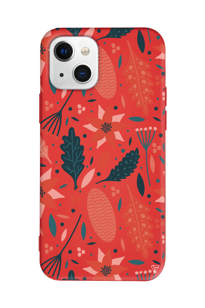 Autumn Floral Lansman Model İçi Kadife Silikon Telefon Kılıfı – Plus Serisine Özel