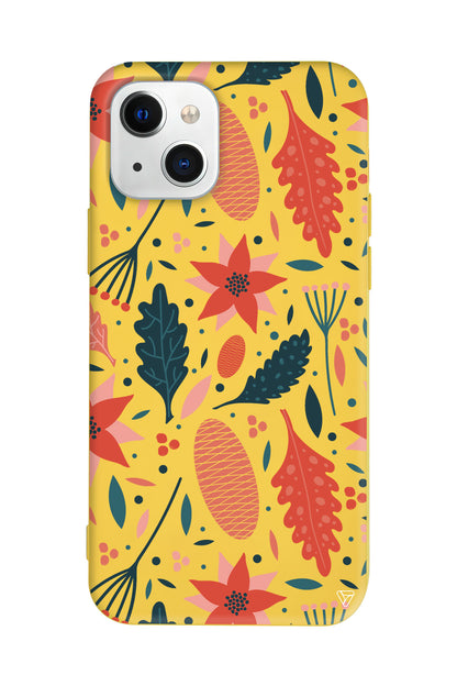 Autumn Floral Lansman Model İçi Kadife Silikon Telefon Kılıfı – Plus Serisine Özel