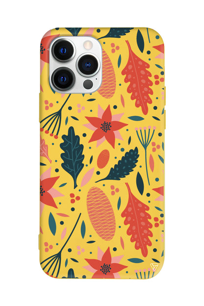 Autumn Floral Lansman Model İçi Kadife Silikon Telefon Kılıfı