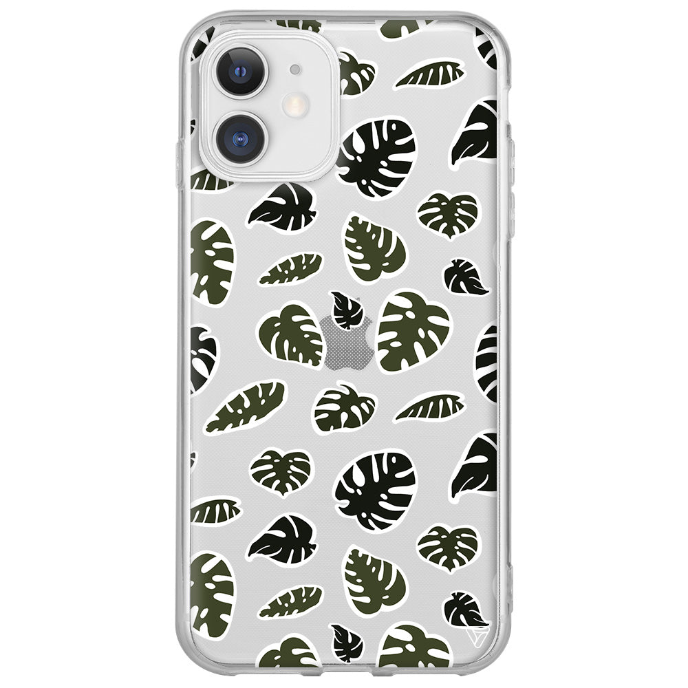 Monstera Yaprakları Lansman Model İçi Kadife Silikon Telefon Kılıfı