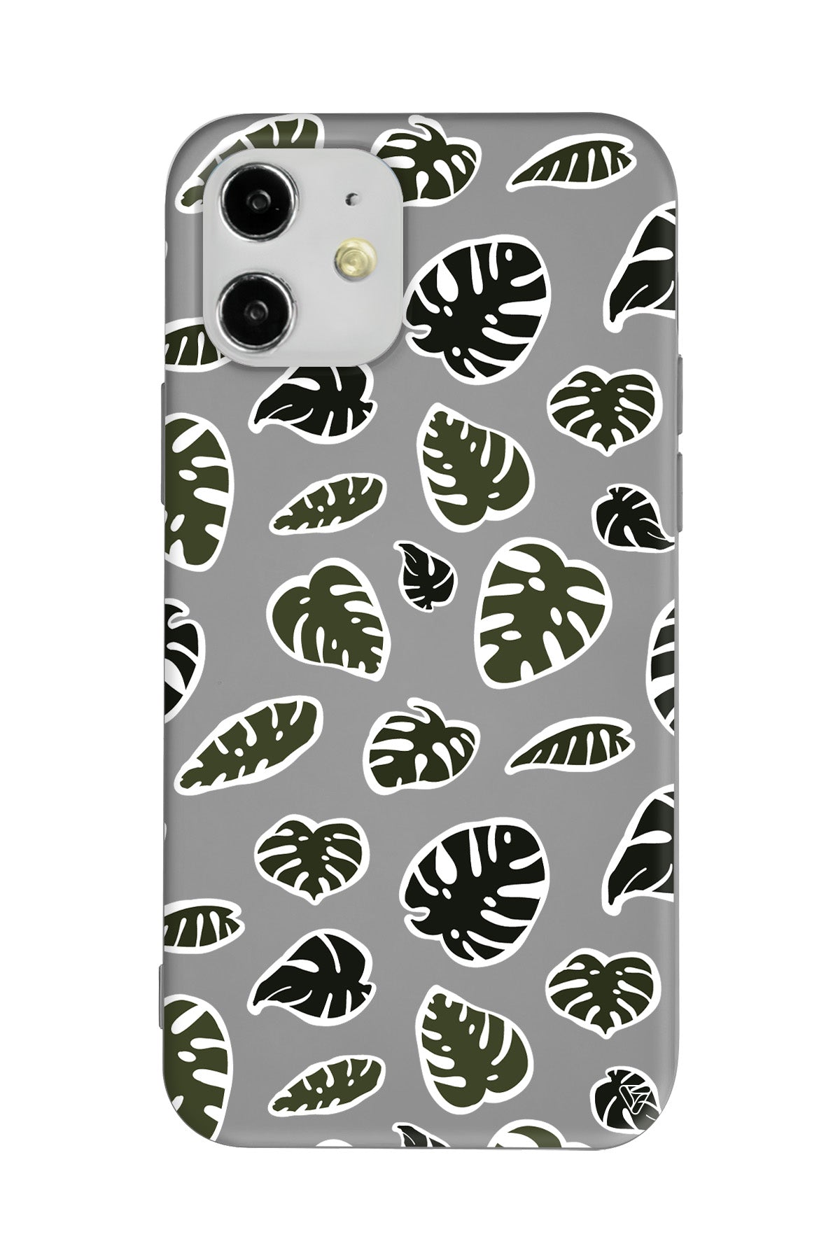 Monstera Yaprakları Lansman Model İçi Kadife Silikon Telefon Kılıfı