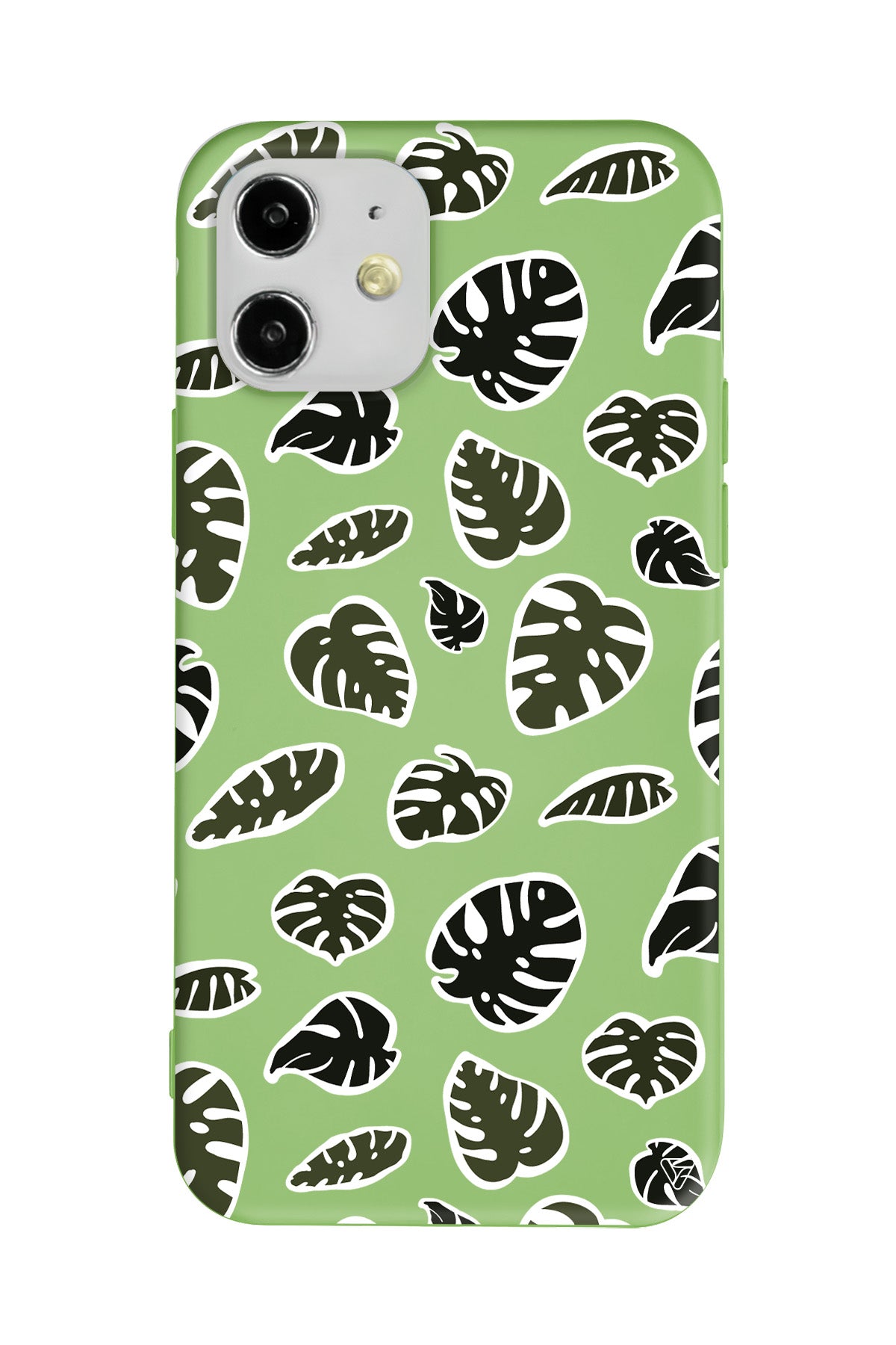 Monstera Yaprakları Lansman Model İçi Kadife Silikon Telefon Kılıfı