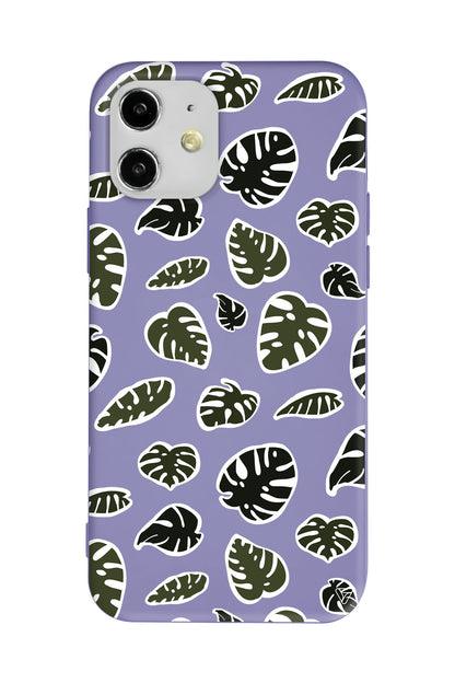 Monstera Yaprakları Lansman Model İçi Kadife Silikon Telefon Kılıfı