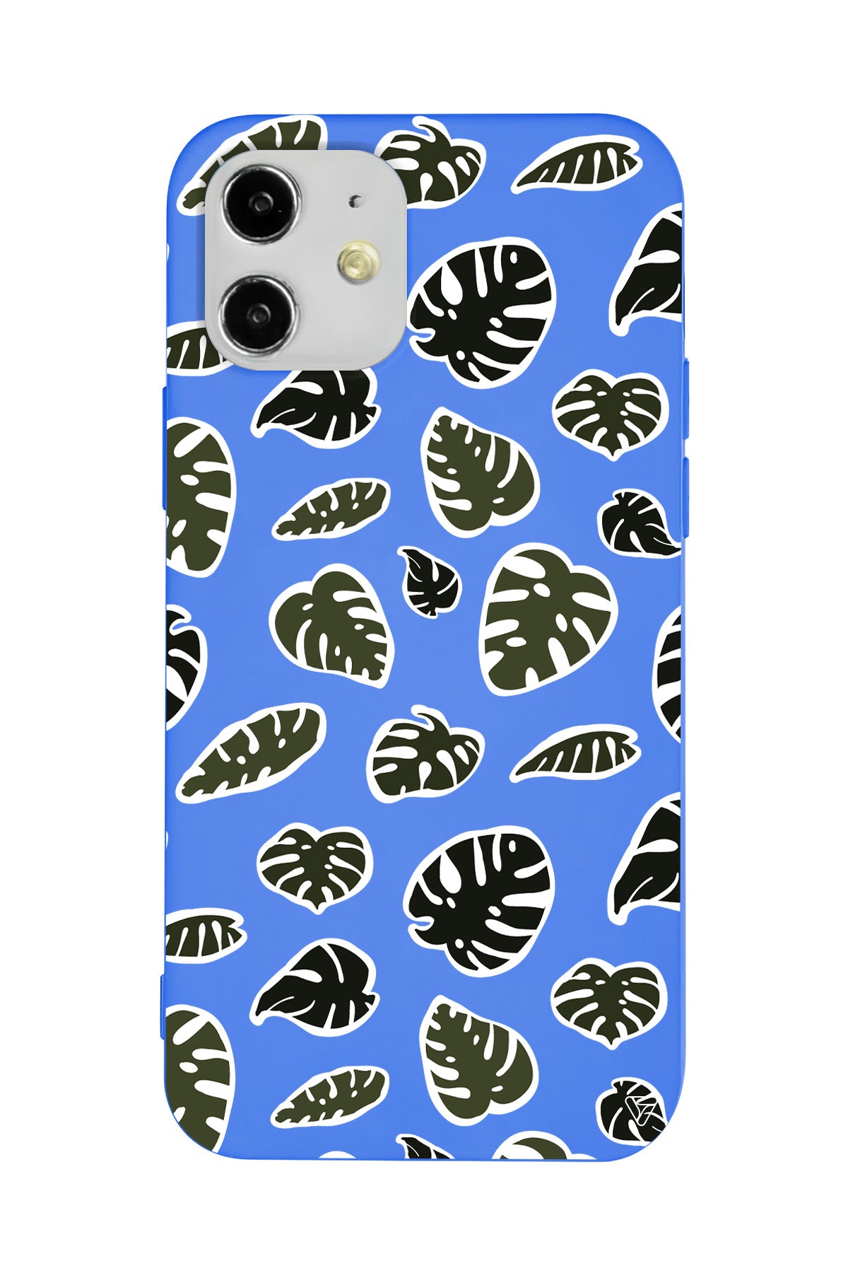 Monstera Yaprakları Lansman Model İçi Kadife Silikon Telefon Kılıfı