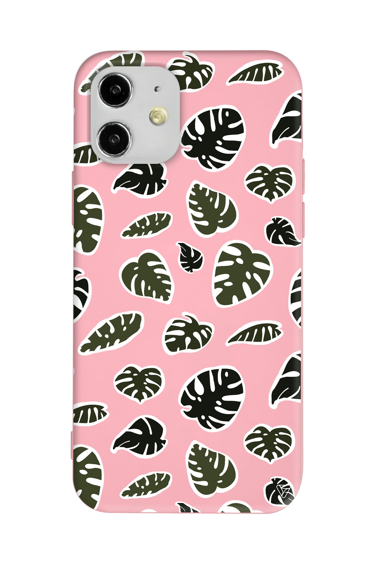 Monstera Yaprakları Lansman Model İçi Kadife Silikon Telefon Kılıfı