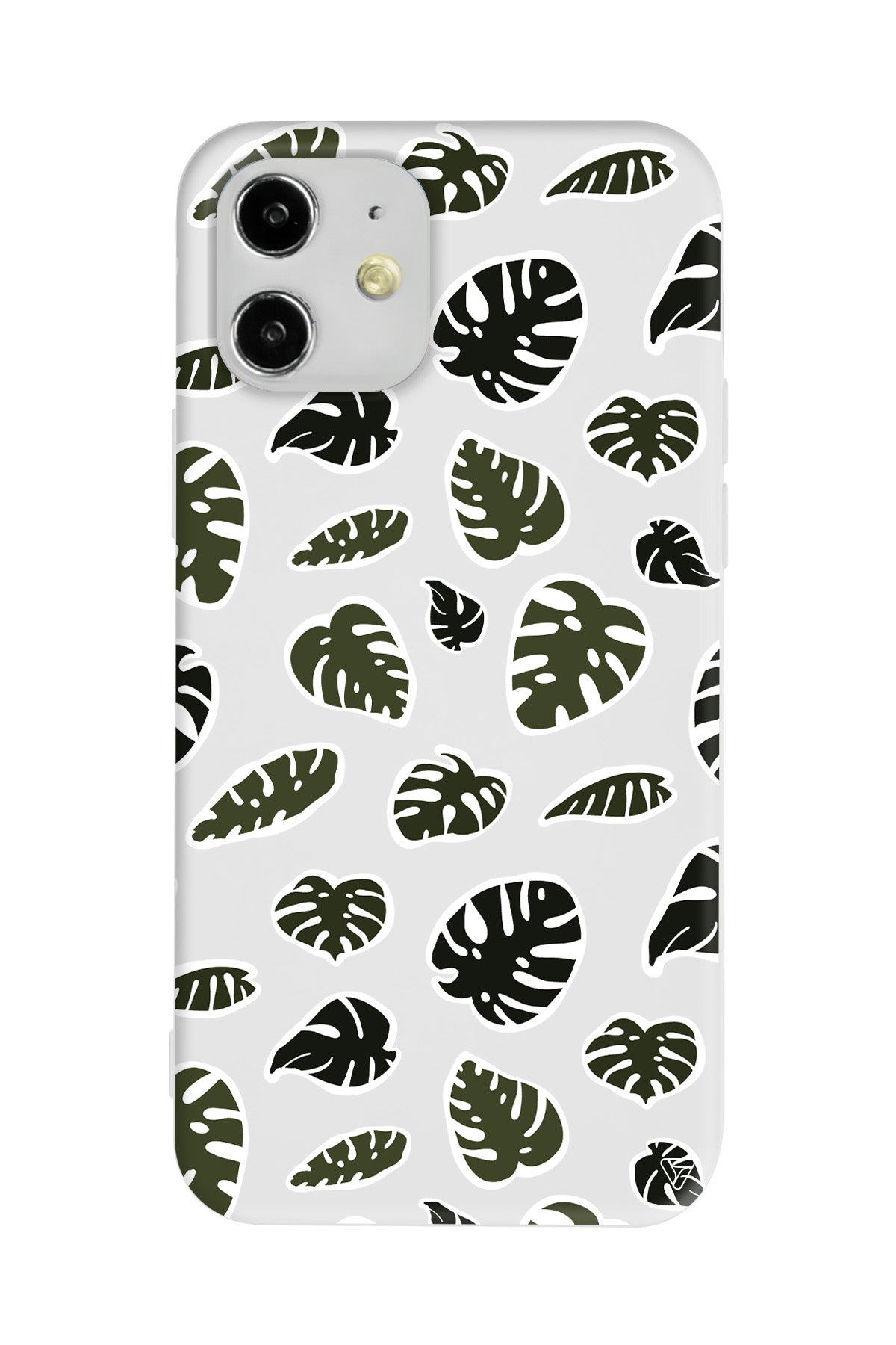 Monstera Yaprakları Lansman Model İçi Kadife Silikon Telefon Kılıfı