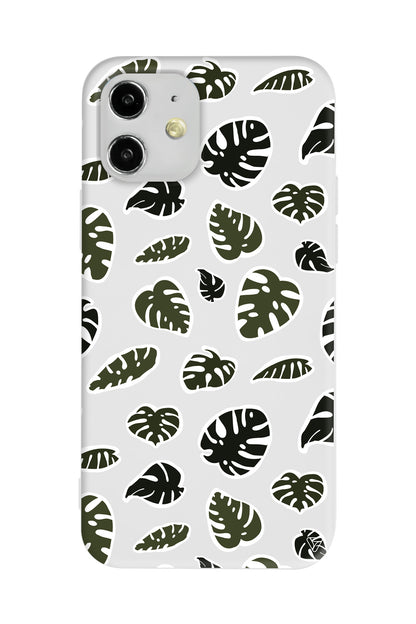 Monstera Yaprakları Lansman Model İçi Kadife Silikon Telefon Kılıfı