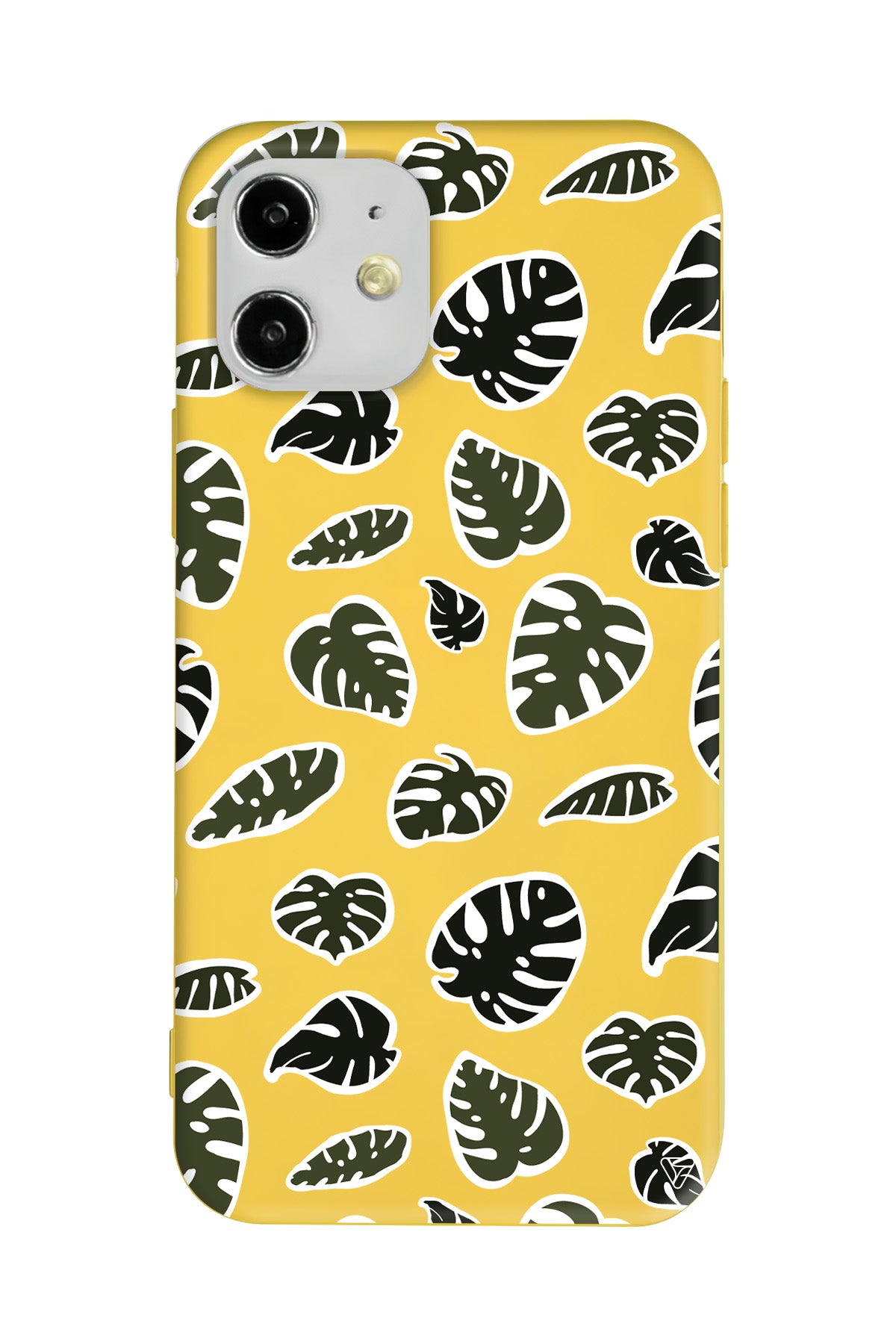 Monstera Yaprakları Lansman Model İçi Kadife Silikon Telefon Kılıfı