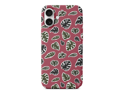 Monstera Yaprakları Lansman Model İçi Kadife Silikon Telefon Kılıfı – Plus Serisine Özel