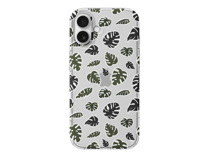 Monstera Yaprakları Lansman Model İçi Kadife Silikon Telefon Kılıfı