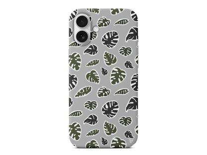 Monstera Yaprakları Lansman Model İçi Kadife Silikon Telefon Kılıfı – Plus Serisine Özel