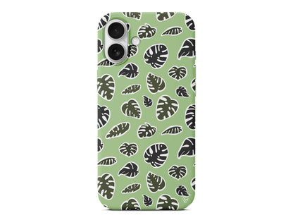 Monstera Yaprakları Lansman Model İçi Kadife Silikon Telefon Kılıfı