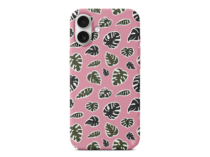 Monstera Yaprakları Lansman Model İçi Kadife Silikon Telefon Kılıfı – Plus Serisine Özel