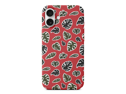 Monstera Yaprakları Lansman Model İçi Kadife Silikon Telefon Kılıfı – Plus Serisine Özel