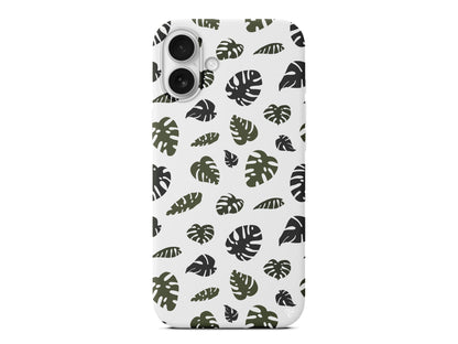 Monstera Yaprakları Lansman Model İçi Kadife Silikon Telefon Kılıfı