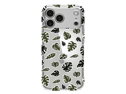 Monstera Yaprakları Lansman Model İçi Kadife Silikon Telefon Kılıfı