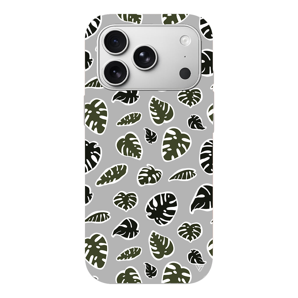 Monstera Yaprakları Lansman Model İçi Kadife Silikon Telefon Kılıfı