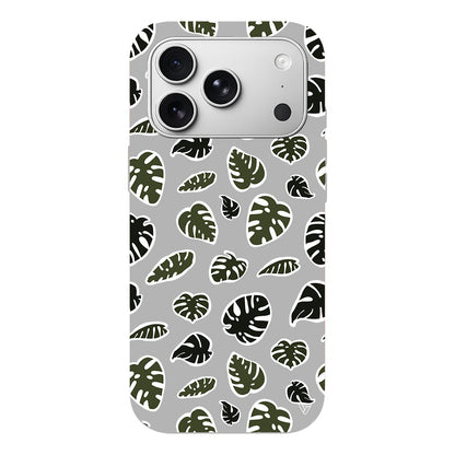 Monstera Yaprakları Lansman Model İçi Kadife Silikon Telefon Kılıfı
