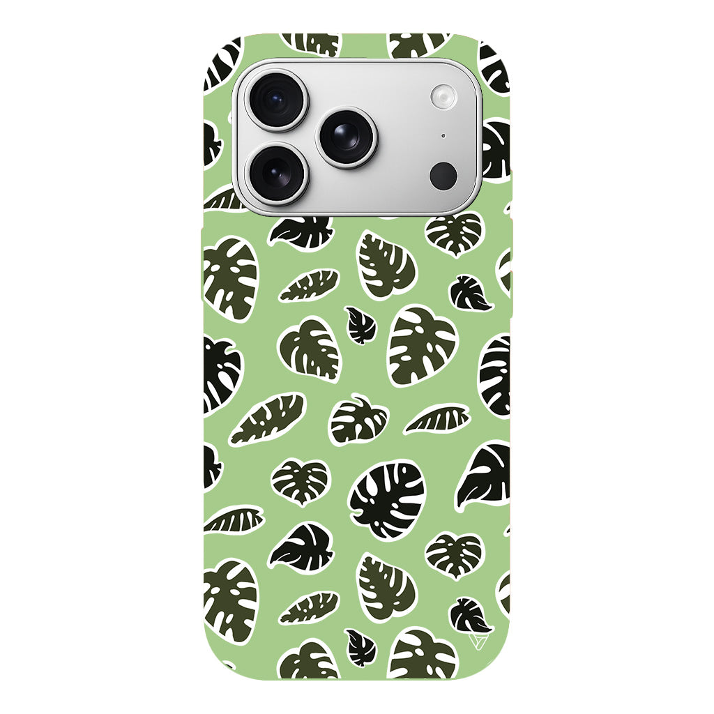 Monstera Yaprakları Lansman Model İçi Kadife Silikon Telefon Kılıfı