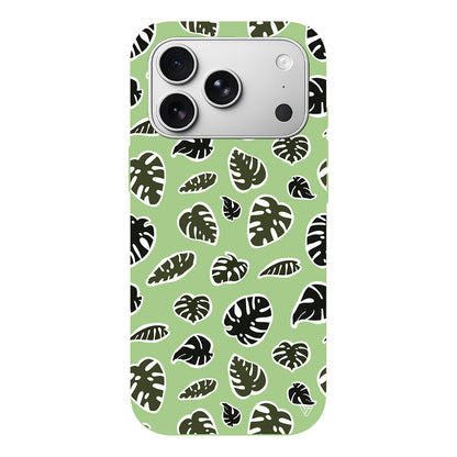 Monstera Yaprakları Lansman Model İçi Kadife Silikon Telefon Kılıfı