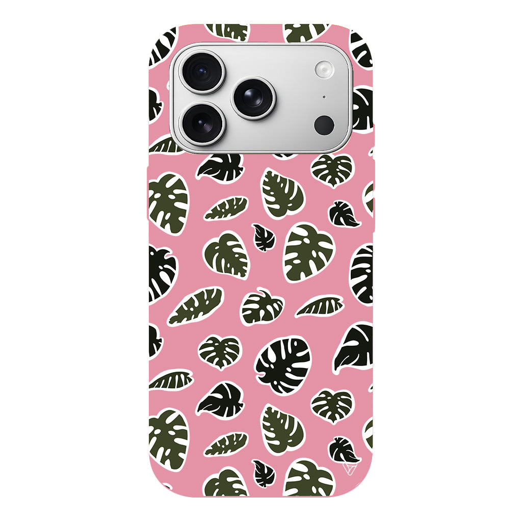 Monstera Yaprakları Lansman Model İçi Kadife Silikon Telefon Kılıfı