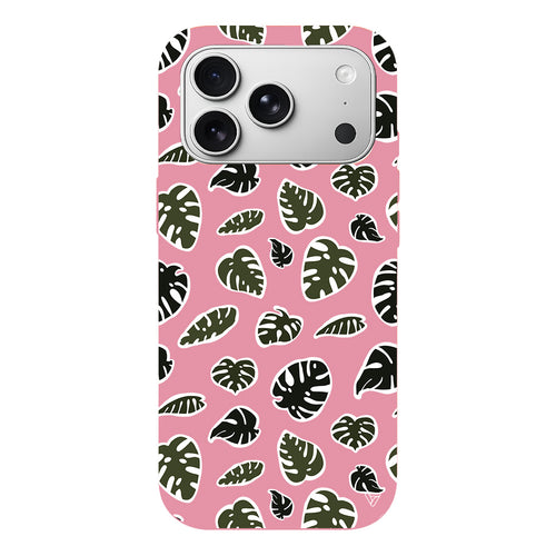 Monstera Yaprakları Lansman Model İçi Kadife Silikon Telefon Kılıfı