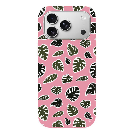 Monstera Yaprakları Lansman Model İçi Kadife Silikon Telefon Kılıfı