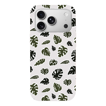 Monstera Yaprakları Lansman Model İçi Kadife Silikon Telefon Kılıfı