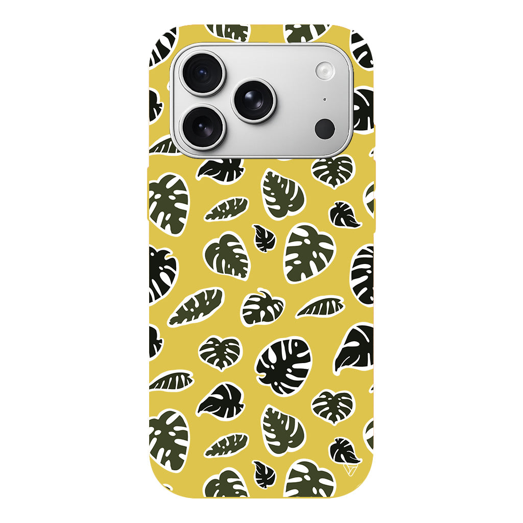 Monstera Yaprakları Lansman Model İçi Kadife Silikon Telefon Kılıfı