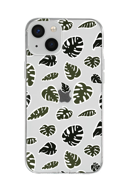 Monstera Yaprakları Lansman Model İçi Kadife Silikon Telefon Kılıfı – Plus Serisine Özel