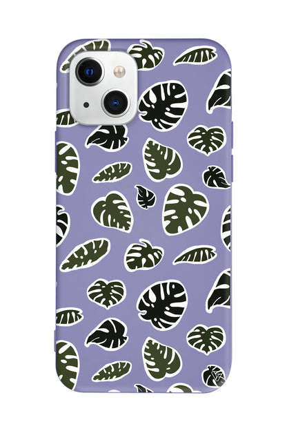 Monstera Yaprakları Lansman Model İçi Kadife Silikon Telefon Kılıfı