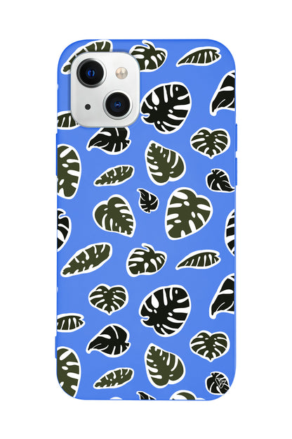 Monstera Yaprakları Lansman Model İçi Kadife Silikon Telefon Kılıfı