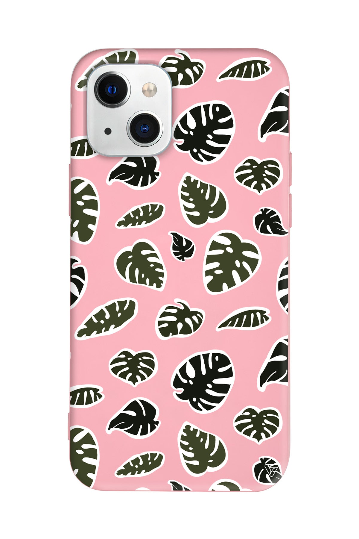 Monstera Yaprakları Lansman Model İçi Kadife Silikon Telefon Kılıfı