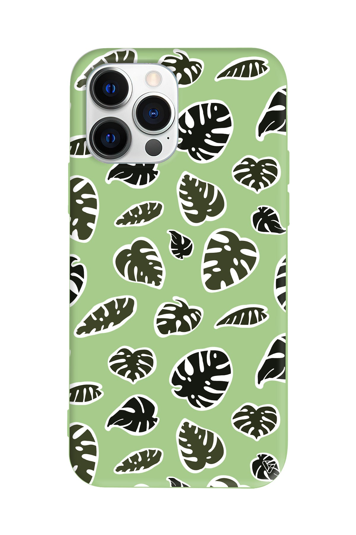 Monstera Yaprakları Lansman Model İçi Kadife Silikon Telefon Kılıfı