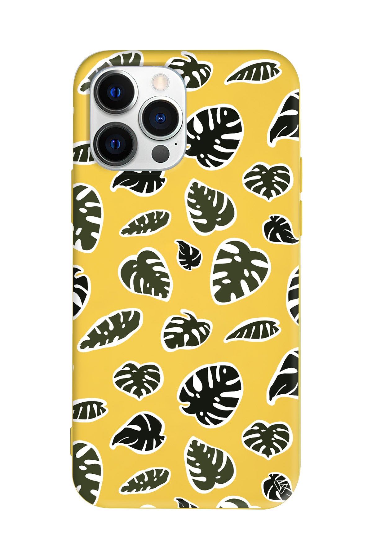 Monstera Yaprakları Lansman Model İçi Kadife Silikon Telefon Kılıfı