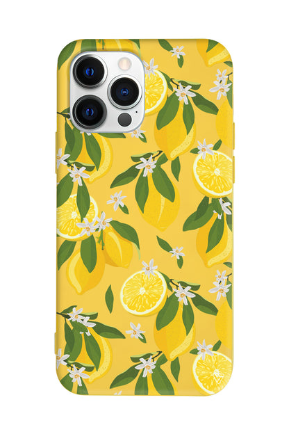 Limon Dilimleri Lansman Model İçi Kadife Silikon Telefon Kılıfı